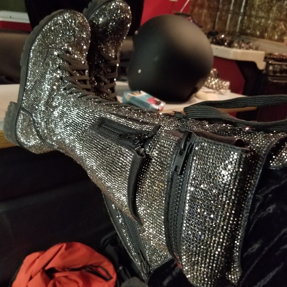 Dolls Kill Silver Glitter Combat Boots